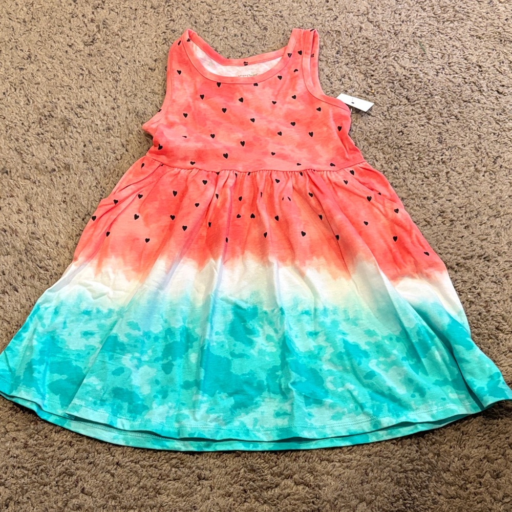 Jumping Beans Coral and Aqua Sleeveless Dress